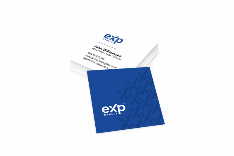 eXp Realty | Square Blue/White X Pattern Business Card