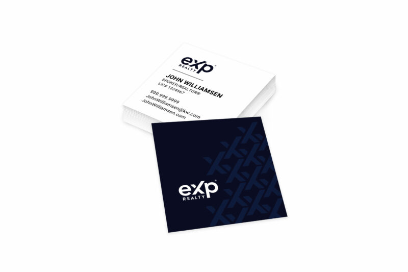 eXp Realty | Square Navy/White X Pattern Business Card