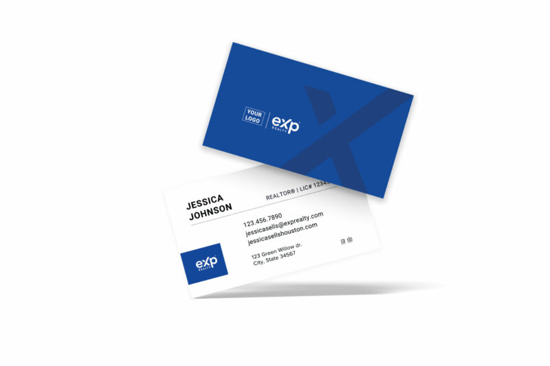 eXp Realty | Horizontal White/ Blue eXp Square Left Business Card
