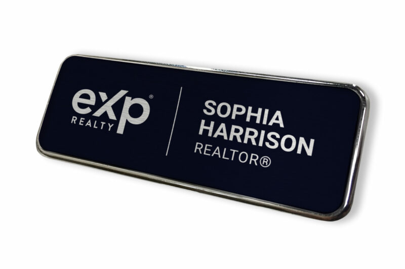 eXp Realty | 1x3 Framed Navy/White Name Tag w/ eXp Logo